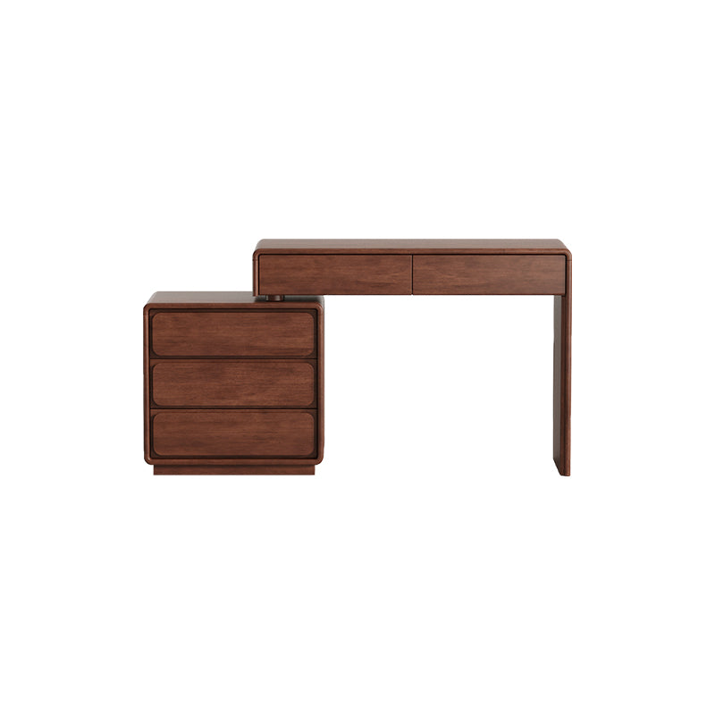 Heathcliff Rubberwood Adjustable Dressing Table, Walnut 3 / 6-Drawer – Table Right & 3-drawer, view 37