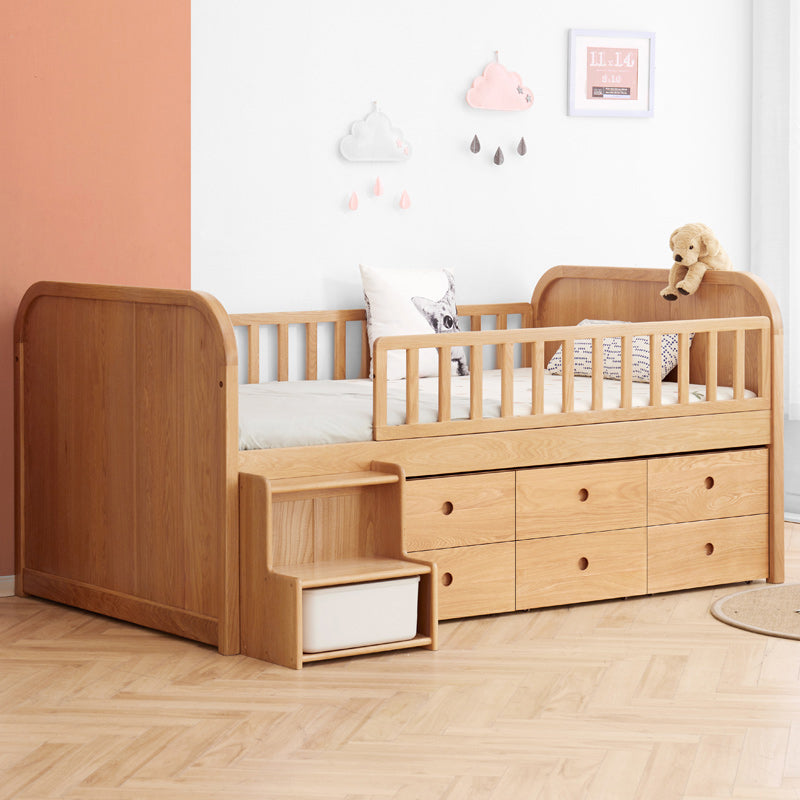 Isaac Solid American Oak Kids Bed, Semi-High with 6 Drawers 120cm