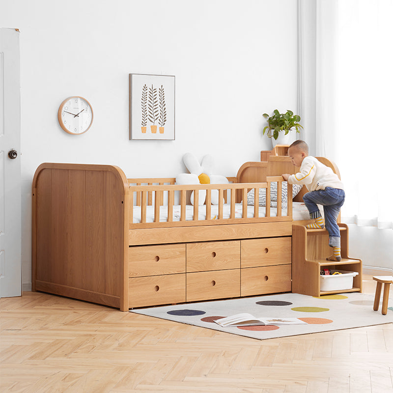 Isaac Solid American Oak Kids Bed, Semi-High with 6 Drawers 120cm – view 2