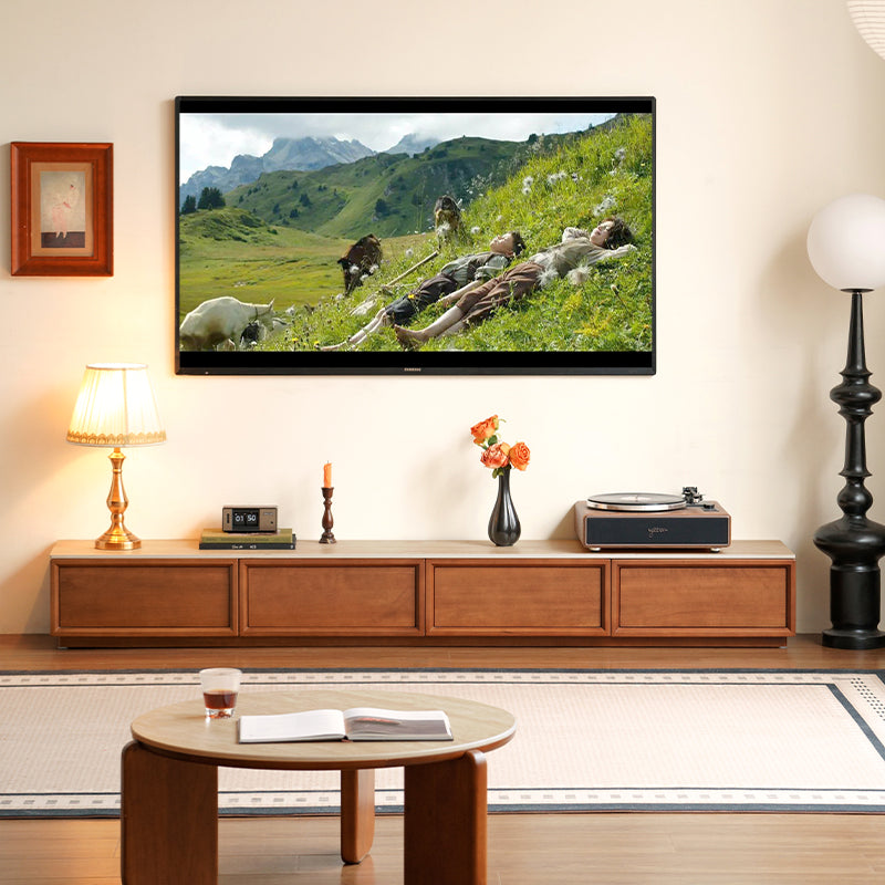 Jagger solid poplar TV unit with ceramic top in teak colour – view 2