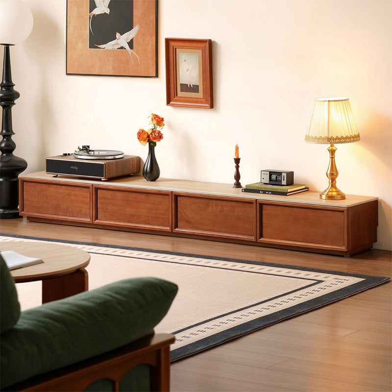 Jagger solid poplar TV unit with ceramic top in teak colour – 200cm, 220cm