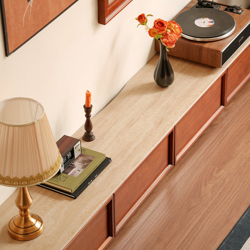 Jagger solid poplar TV unit with ceramic top in teak colour – view 4
