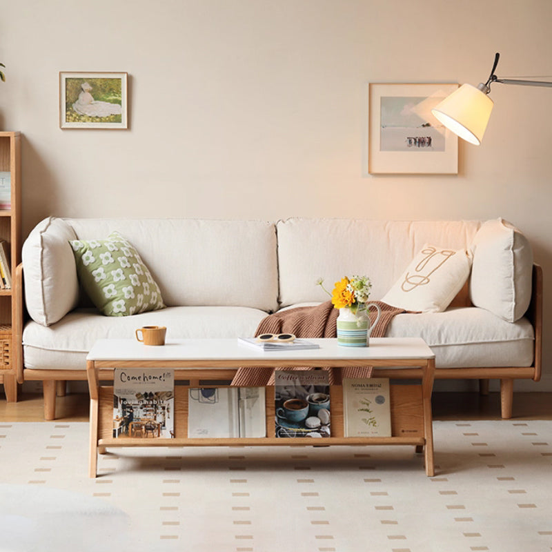 Jean Rectangular Solid American Oak Coffee Table with Stone Slab 120cm – view 2