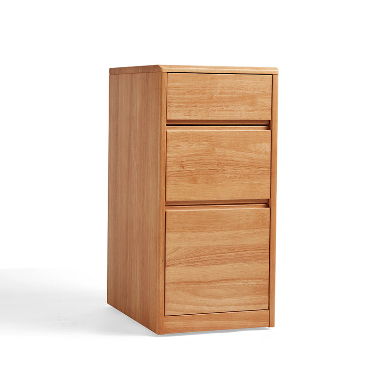 Jerry rubberwood three-drawer bedside table in natural finish – view 5