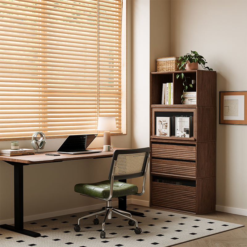 Julius solid black walnut stackable storage cabinet modules – view 2