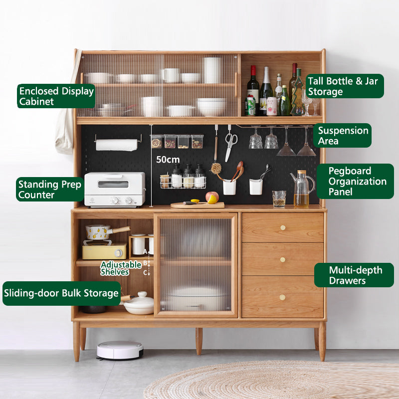 Keedy solid cherry wood sideboard in natural finish – view 4