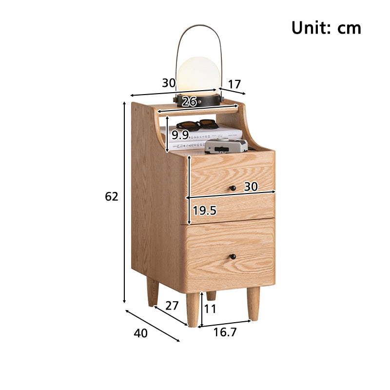 Kenneth Solid American Oak Bedside Table with Drawer, Two Widths – view 11