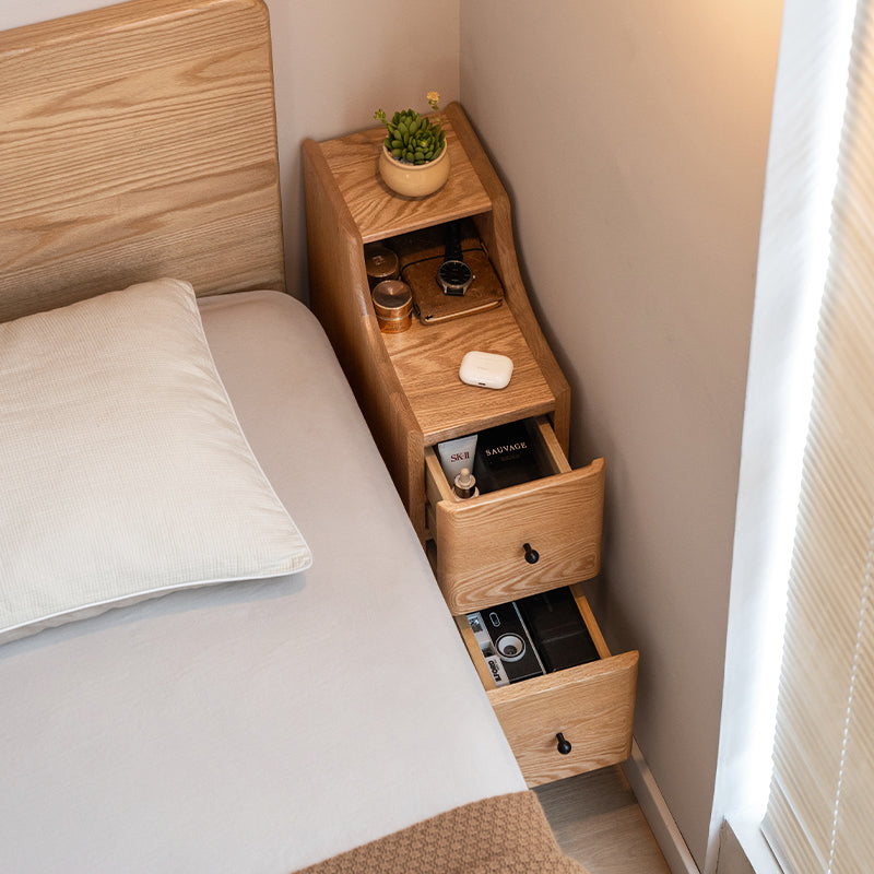 Kenneth Solid American Oak Bedside Table with Drawer, Two Widths – view 2