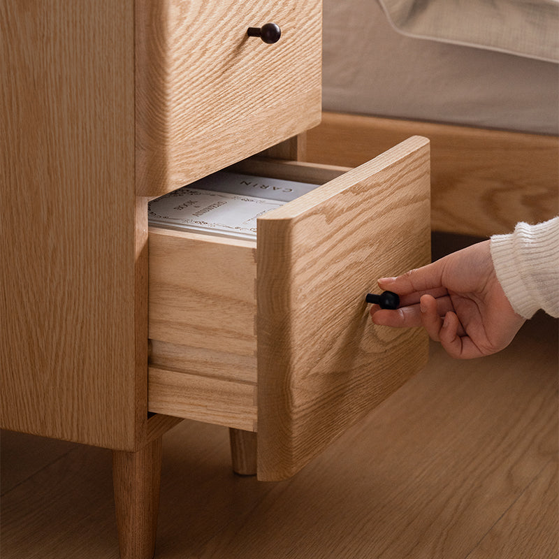 Kenneth Solid American Oak Bedside Table with Drawer, Two Widths – view 7