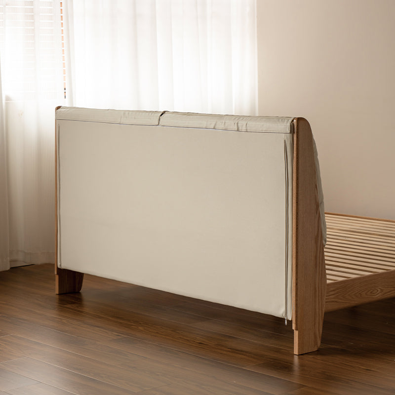 Aurelia Genuine Leather and Ash Wood Queen King Bed Frame – view 6