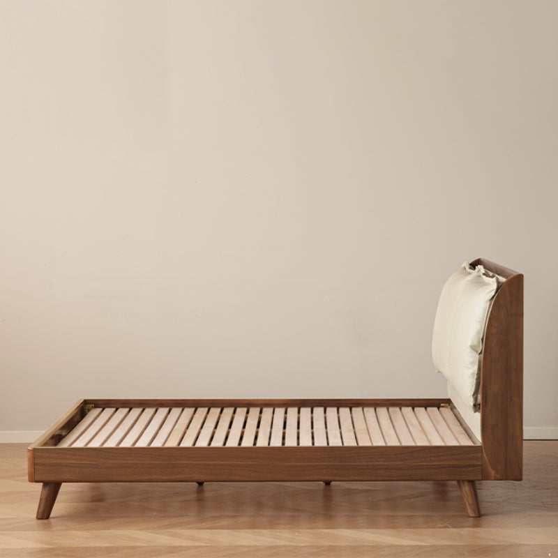 Lennox solid black walnut bed frame with leather headboard – view 10