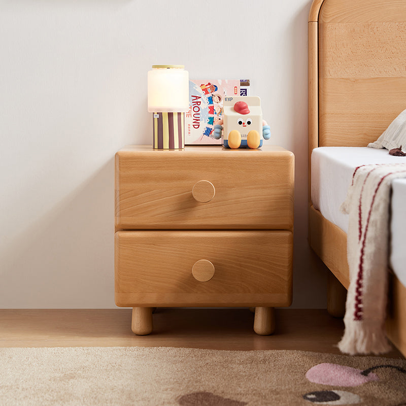 Linton Solid Beech Kids Bedside Table with Drawer 40cm