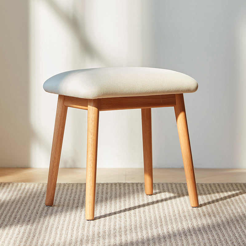 Lori white tech fabric makeup stool with rubberwood