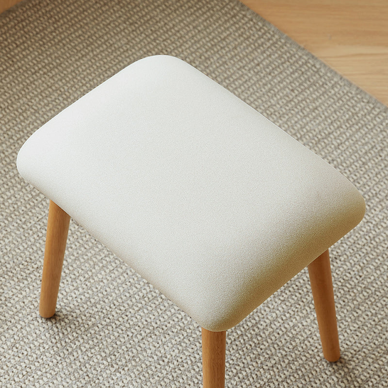 Lori white tech fabric makeup stool with rubberwood – view 2