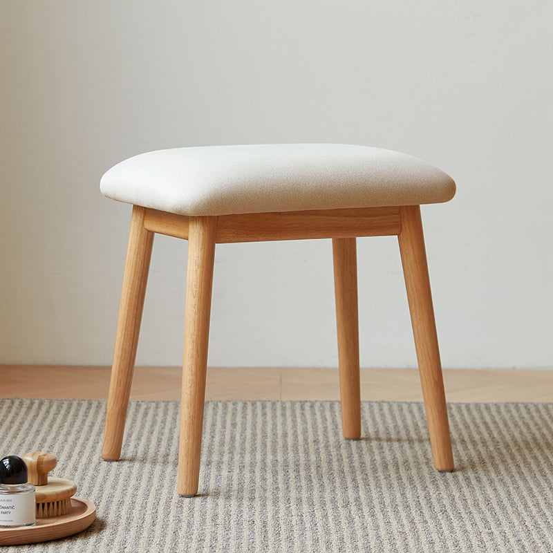 Lori white tech fabric makeup stool with rubberwood – view 3