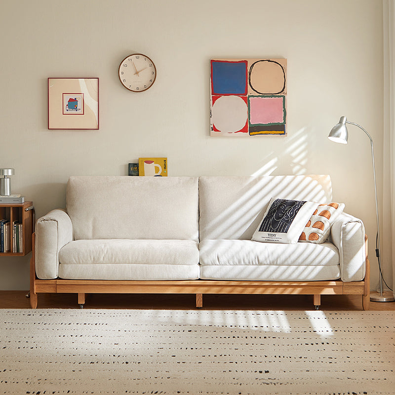 Lucille light grey chenille sofa bed on oak frame