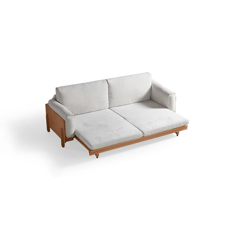 Lucille light grey chenille sofa bed on oak frame – view 19