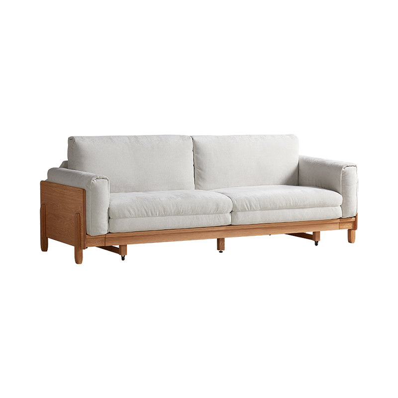 Lucille light grey chenille sofa bed on oak frame – view 25