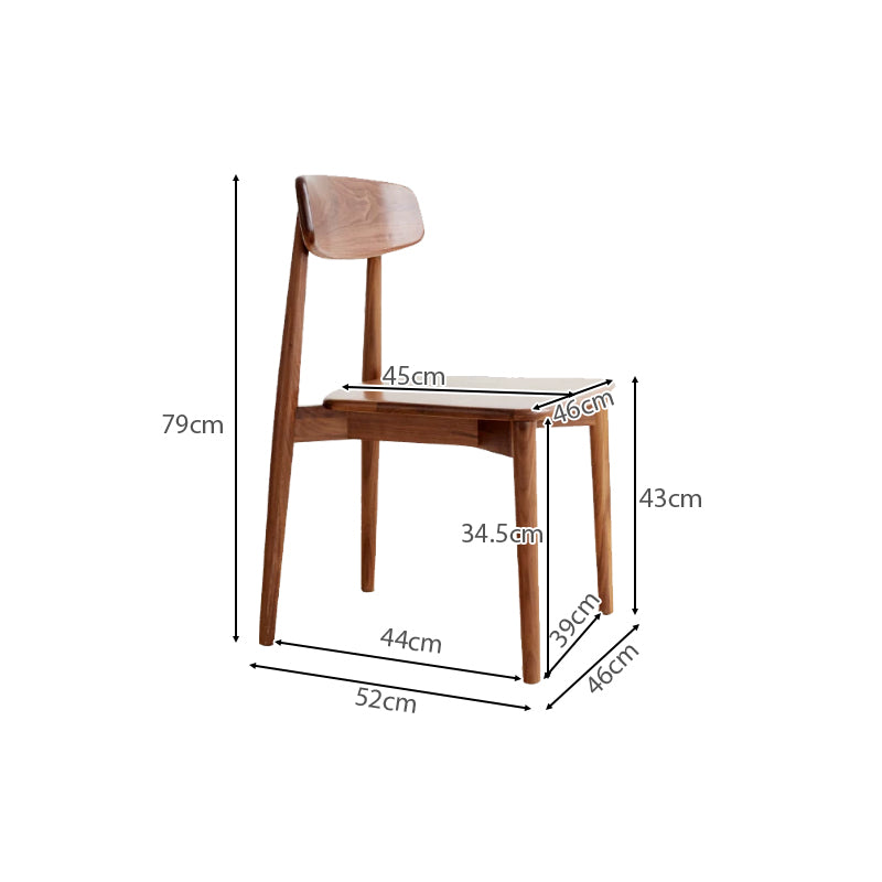 Lyra armless solid black walnut dining chair – view 3