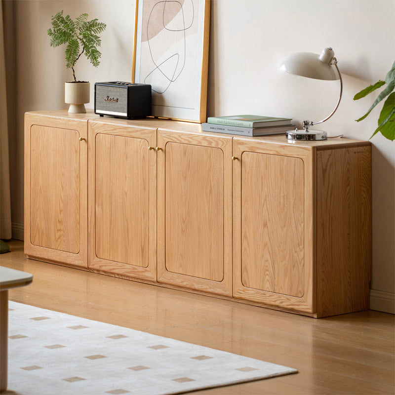 Mainn solid American oak 4-door TV unit in natural finish