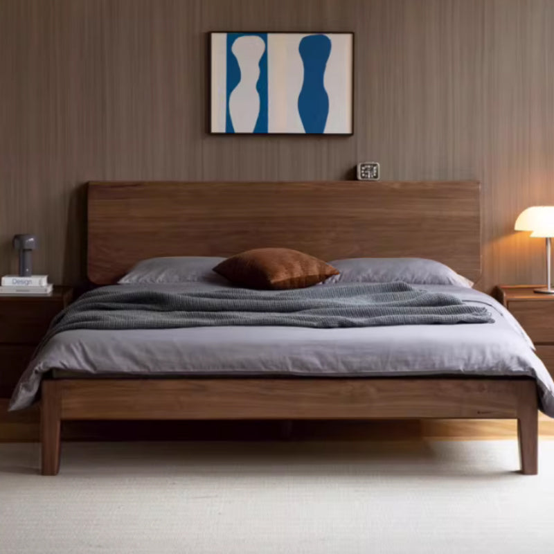 Marcellus solid black walnut bed frame in walnut finish – Queen, King