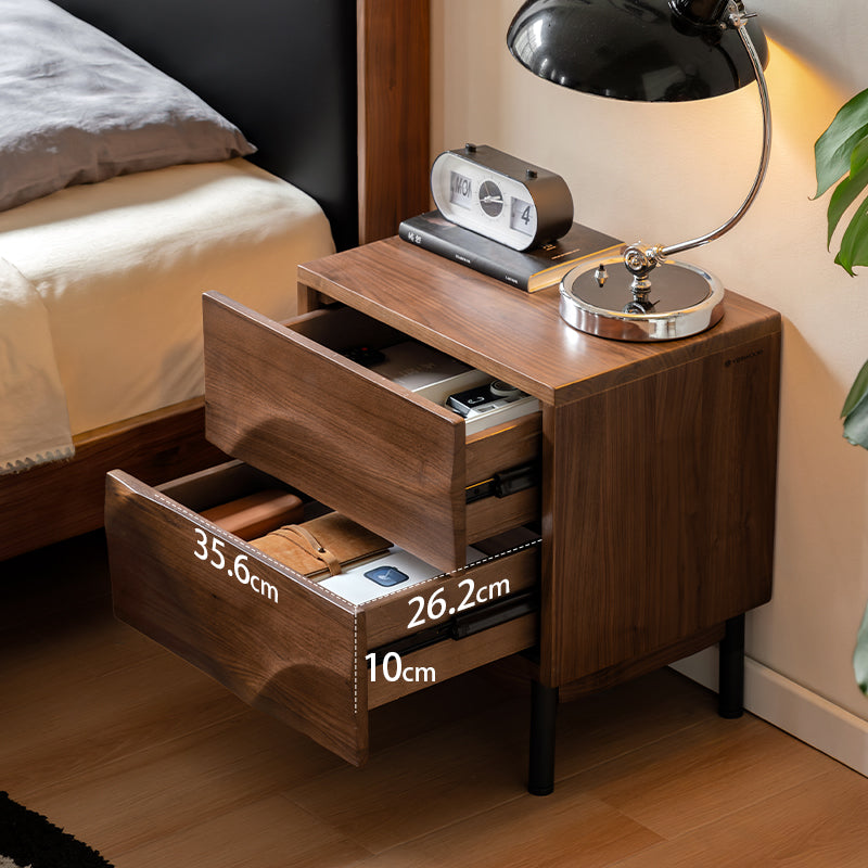 Maren Solid Black Walnut Bedside Table with Drawer 45cm – view 3