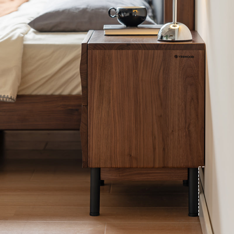 Maren Solid Black Walnut Bedside Table with Drawer 45cm – view 6