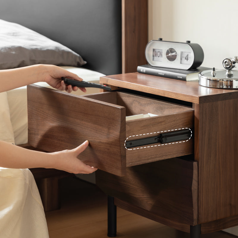 Maren Solid Black Walnut Bedside Table with Drawer 45cm – view 7