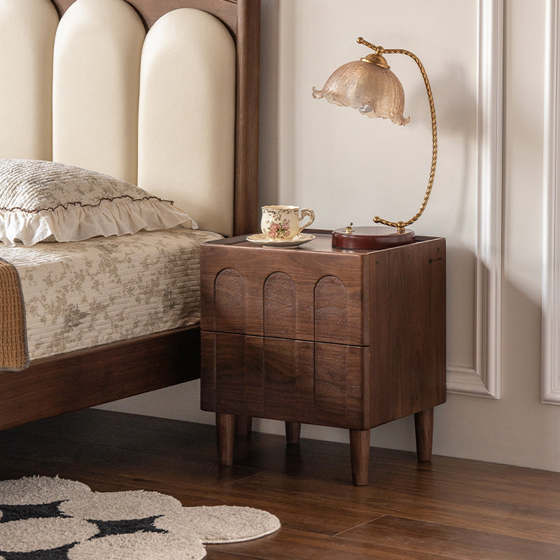 Marigold solid black walnut bedside table with drawer – view 2