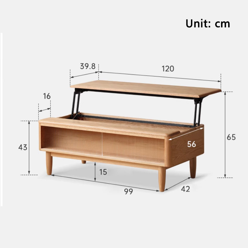 Marilyn Lift-Top Solid American Oak Coffee Table 120cm – view 6