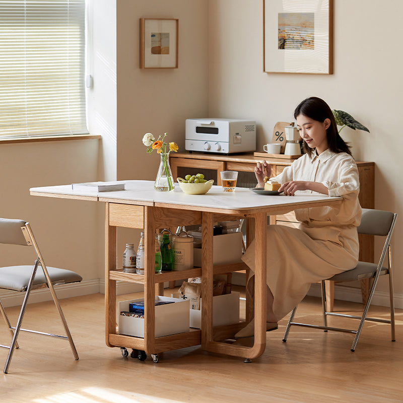 Maris solid American oak and ceramic extendable dining table – view 2