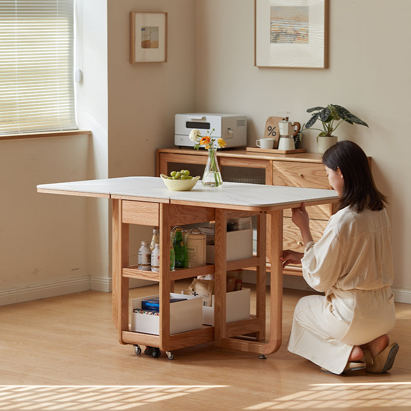 Maris solid American oak and ceramic extendable dining table – view 3