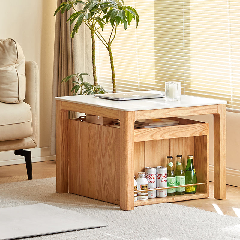 Marshall Solid Oak Coffee Table Set with Ceramic Tops, Natural or Walnut – view 5