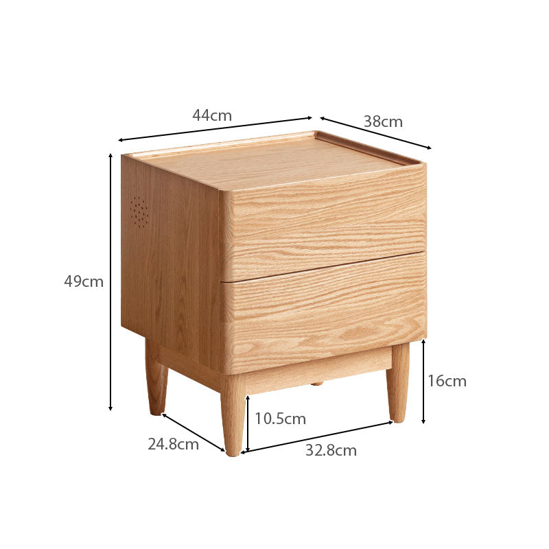 Maverick solid American oak bedside table in natural wood – view 8