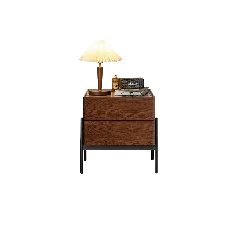 Maxine solid American oak bedside table in walnut colour – view 11