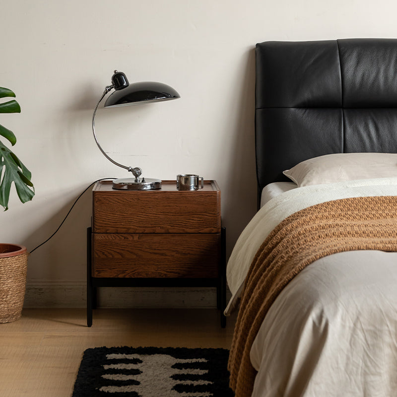 Maxine solid American oak bedside table in walnut colour – view 2