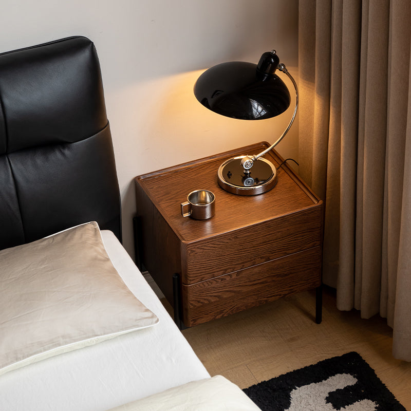 Maxine solid American oak bedside table in walnut colour – view 4