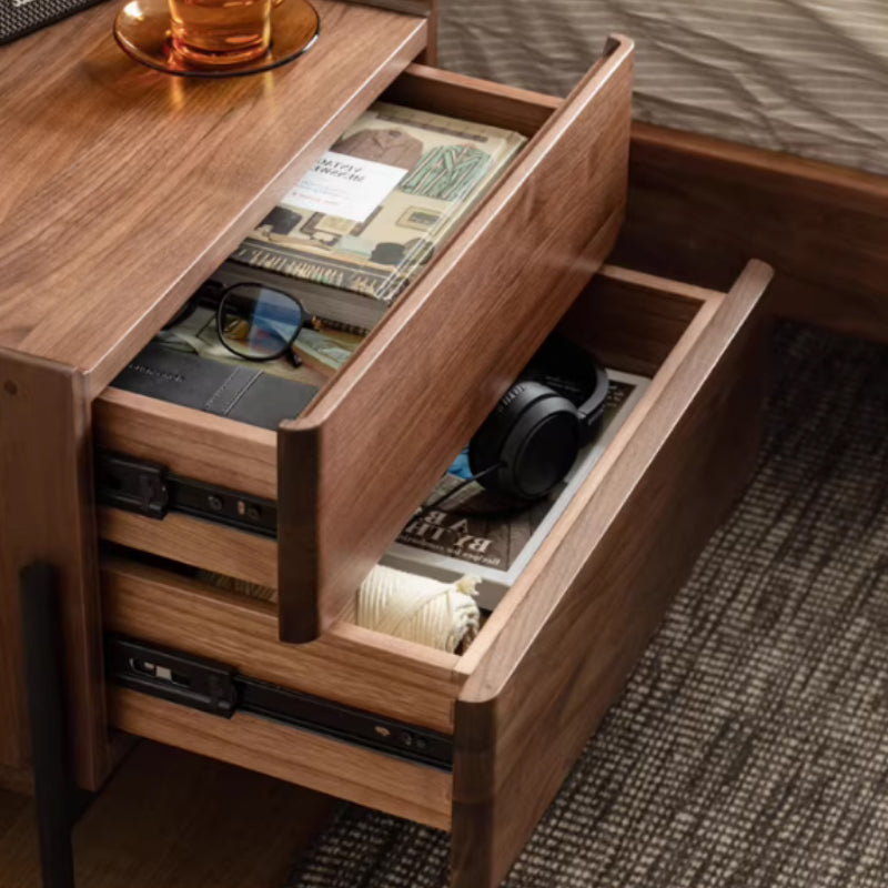 Maxine solid American oak bedside table in walnut colour – view 7