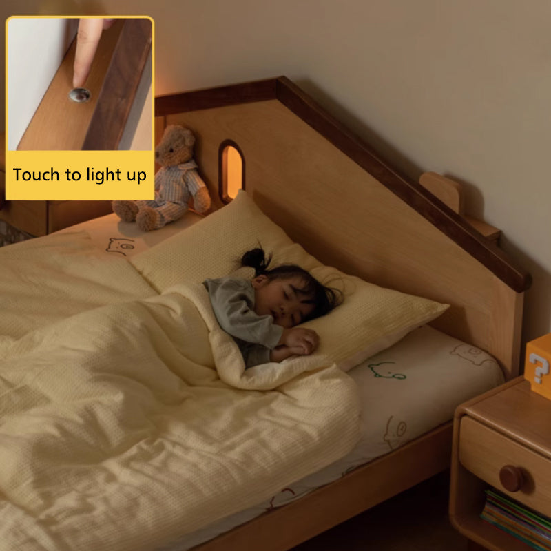 Megan solid beech kids bed with mattress and night light – view 5