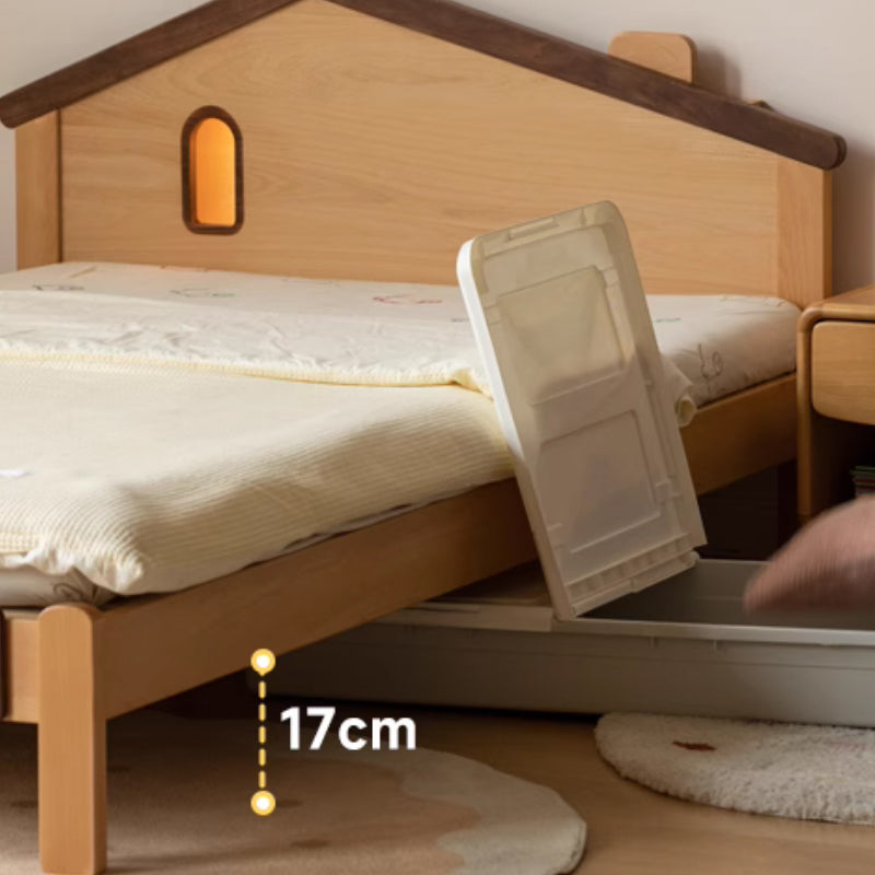 Megan solid beech kids bed with mattress and night light – view 9