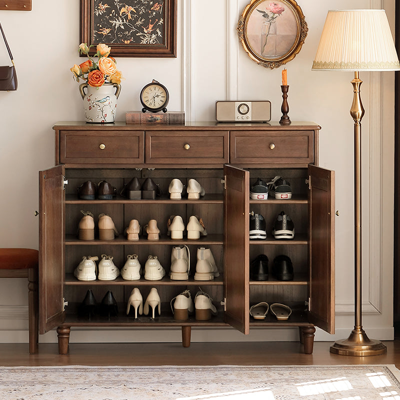 Leila Merpauh and Pinewood Shoe Cabinet with Drawers 120cm – view 2
