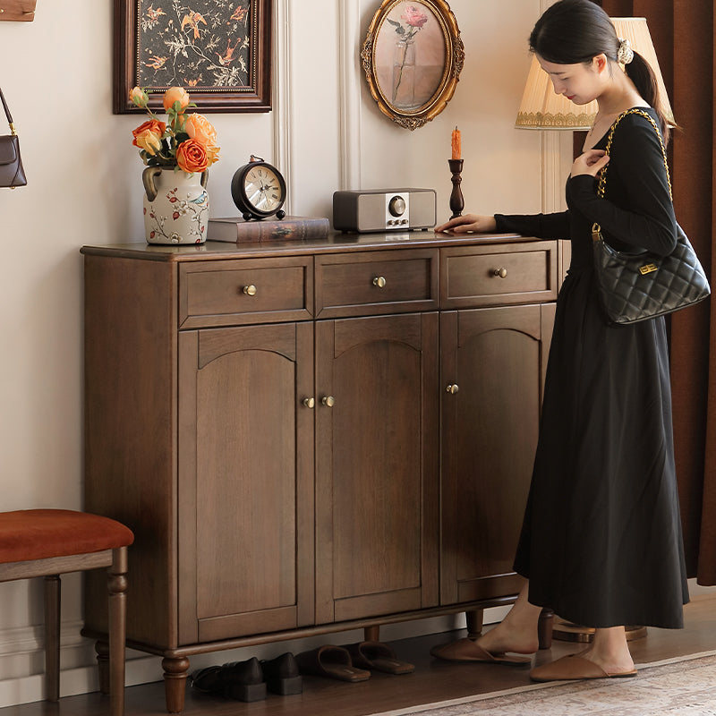 Leila Merpauh and Pinewood Shoe Cabinet with Drawers 120cm – view 3