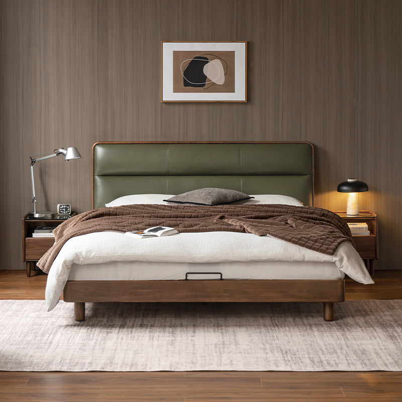 Mira solid black walnut queen and king bed frame