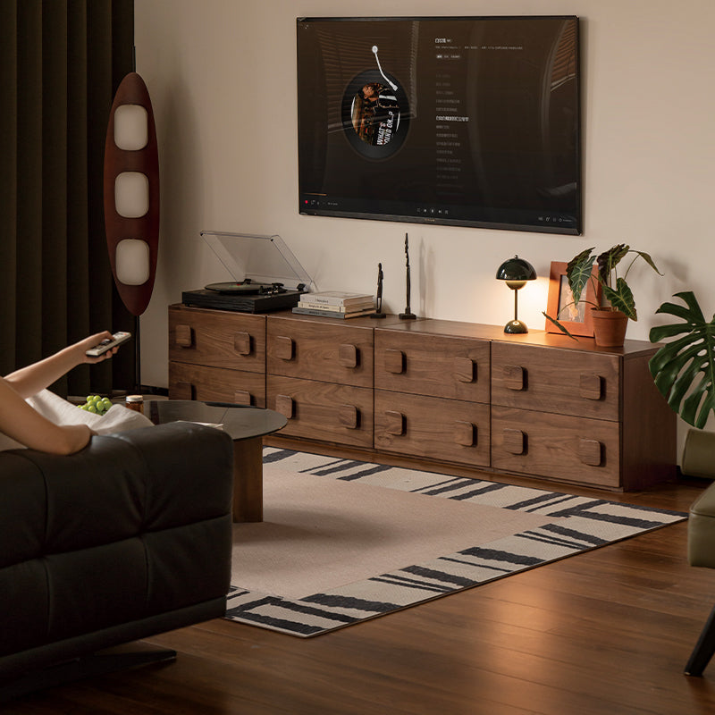 Lucretia solid oak modular storage cabinet in walnut finish