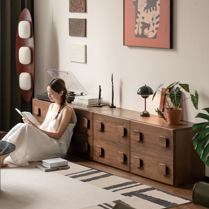 Lucretia solid oak modular storage cabinet in walnut finish – view 4