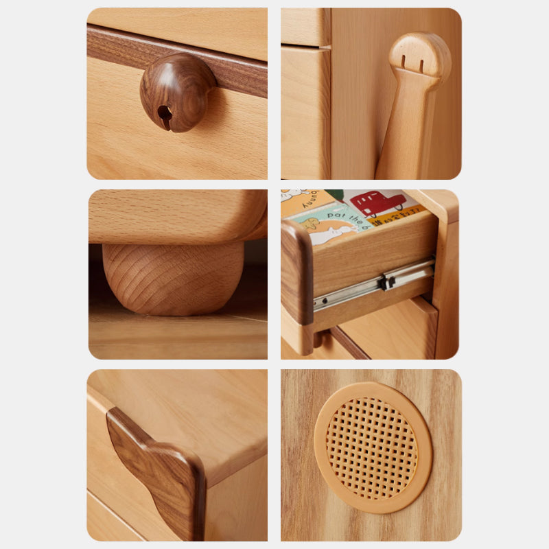 Murray Kids Wooden Side Table in Solid Beech, Maneki-Neko Design – view 2