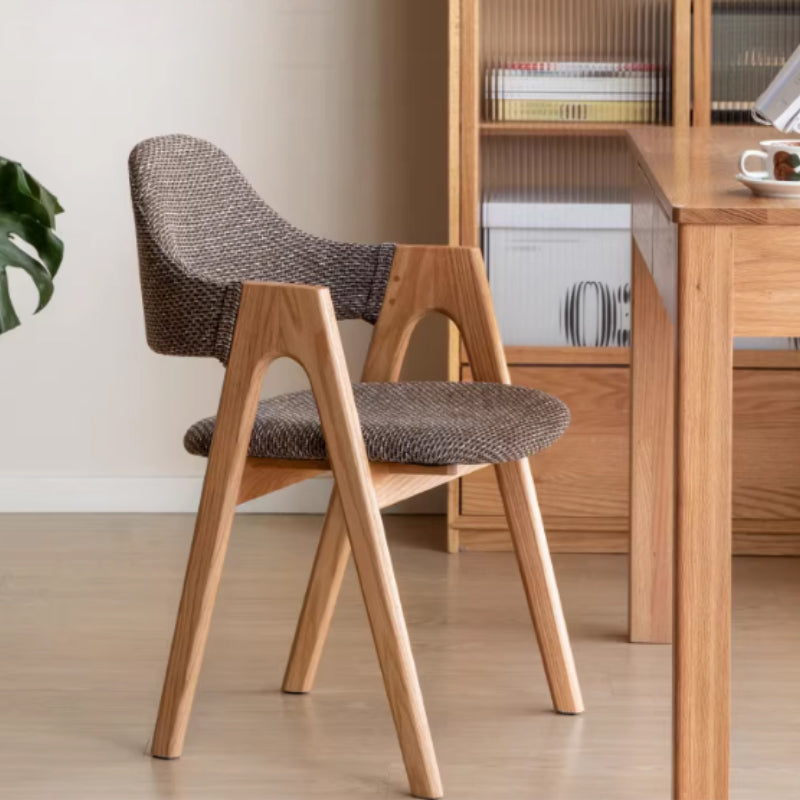 Natasha curved back solid oak dining chair with upholstered seat