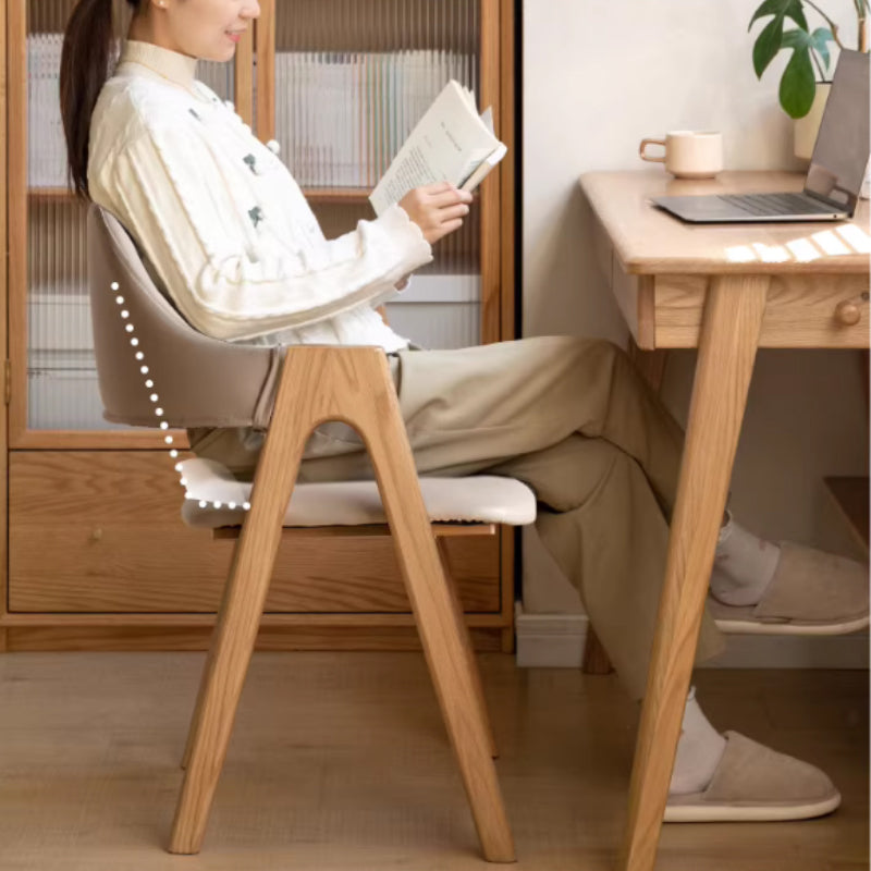 Natasha curved back solid oak dining chair with upholstered seat – view 11