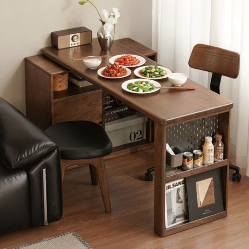 Nolan Solid American Oak Desk with Drawers & Glass Cabinet 120cm 140cm – view 2