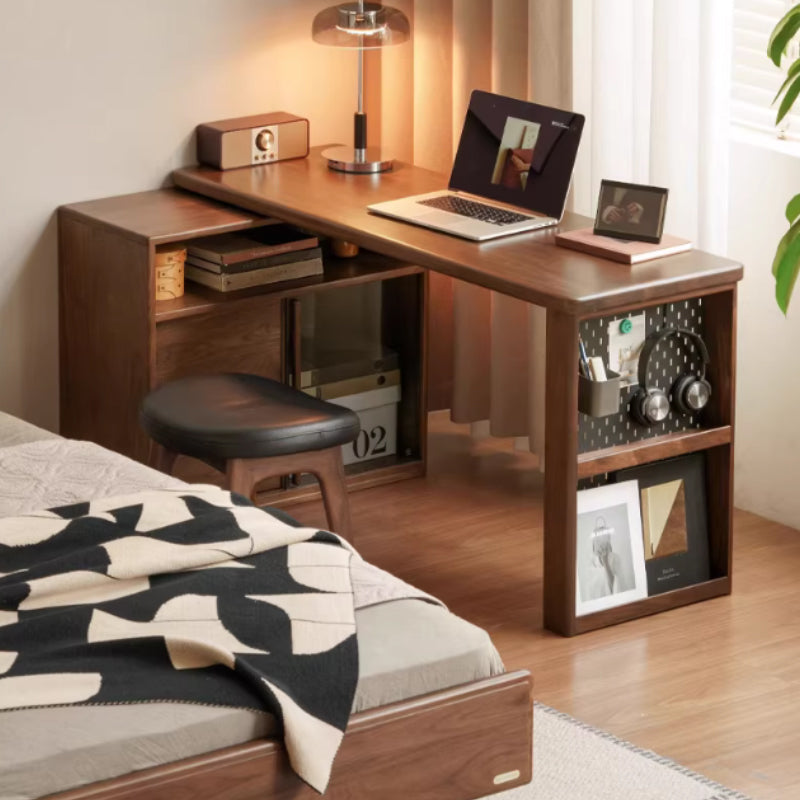 Nolan Solid American Oak Desk with Drawers & Glass Cabinet 120cm 140cm – view 3